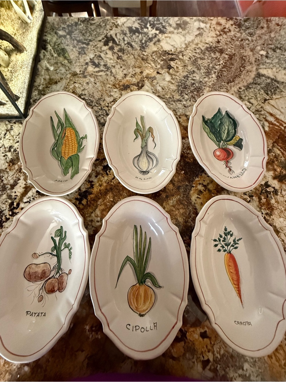 Vintage Hand-Painted Ceramic Vegetable Serving Dishes - Cream